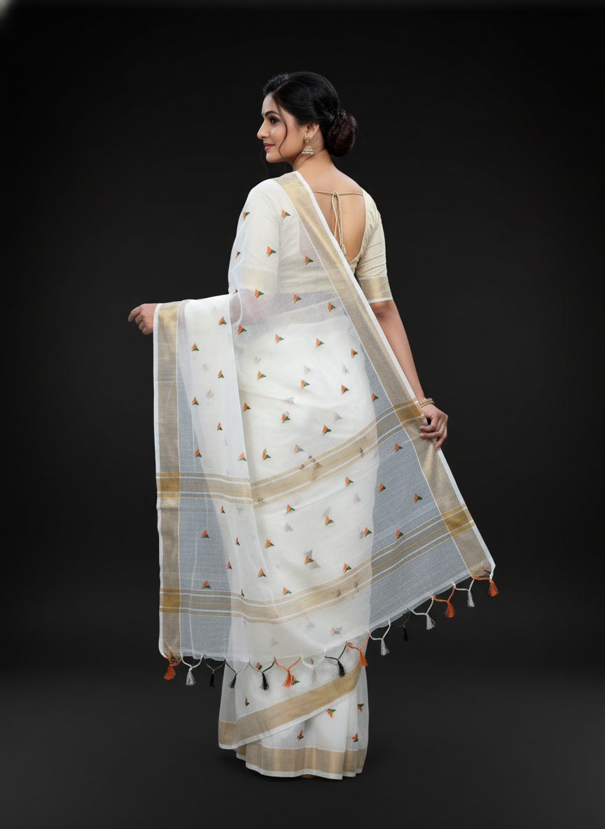 Tiranga Triangle White with Blouse