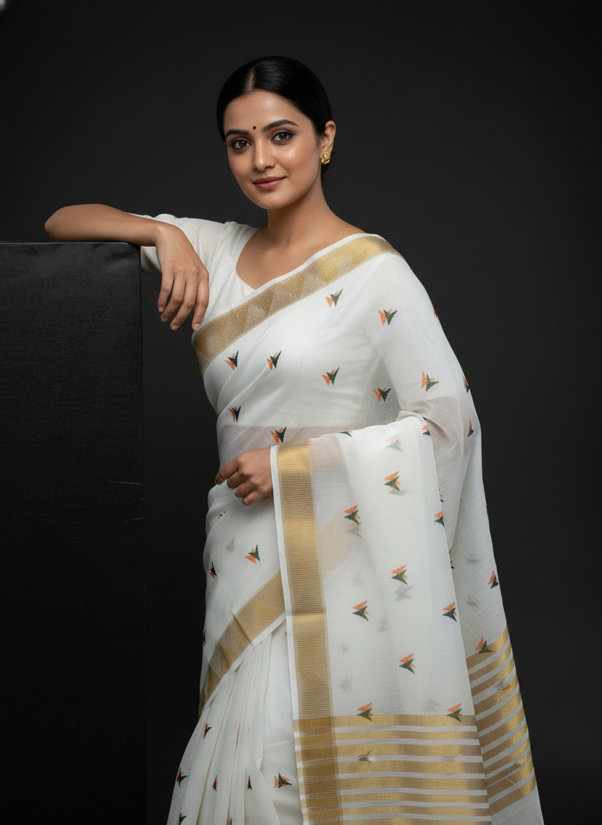 Tiranga Triangle White with Blouse