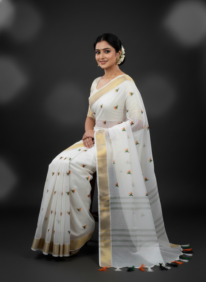 Tiranga Triangle White with Blouse