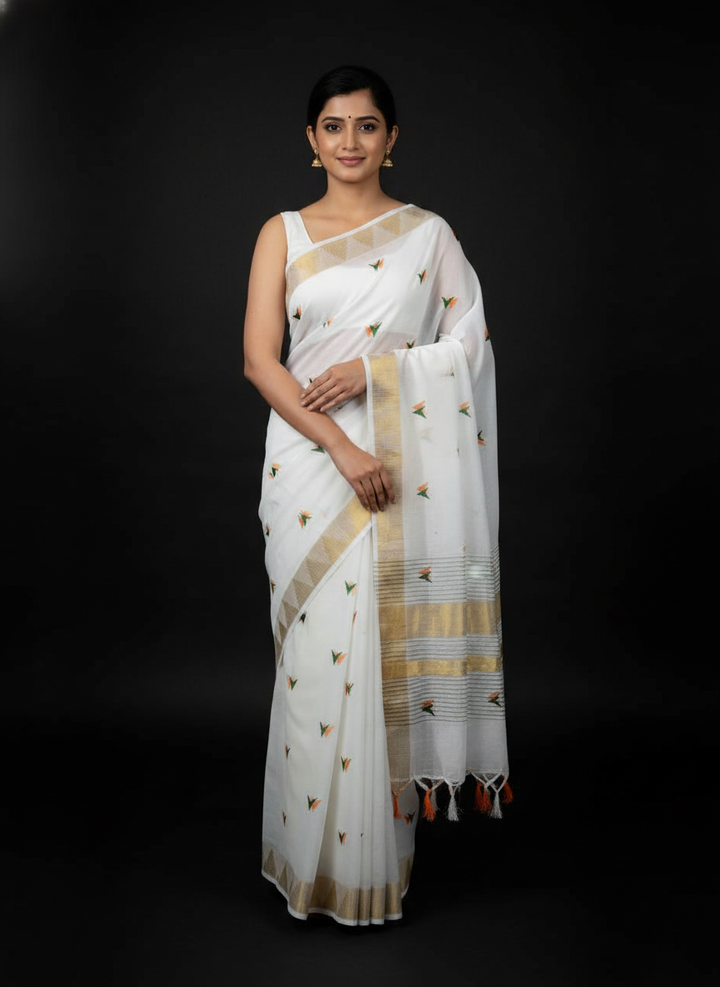Tiranga Triangle White with Blouse