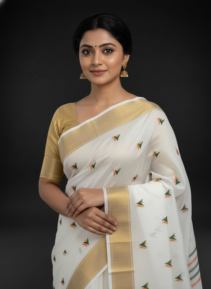Tiranga Triangle White with Blouse