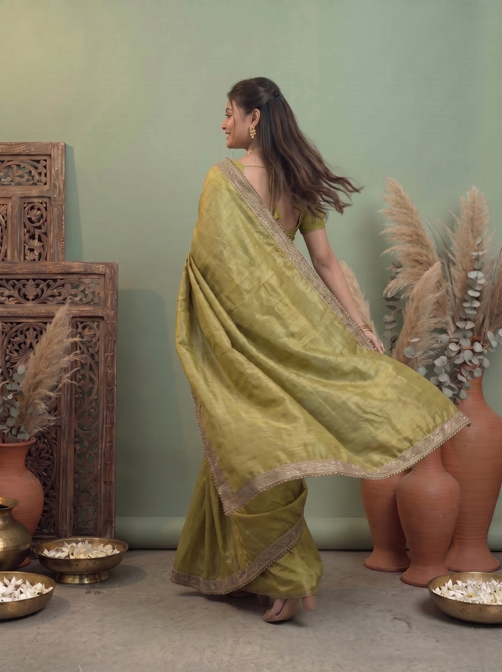 STUNNING METALLIC DARK GREY SHIMMER SAREE | CHARCOAL BLUE DUAL-TONE DESIGNER ETHNIC WEAR