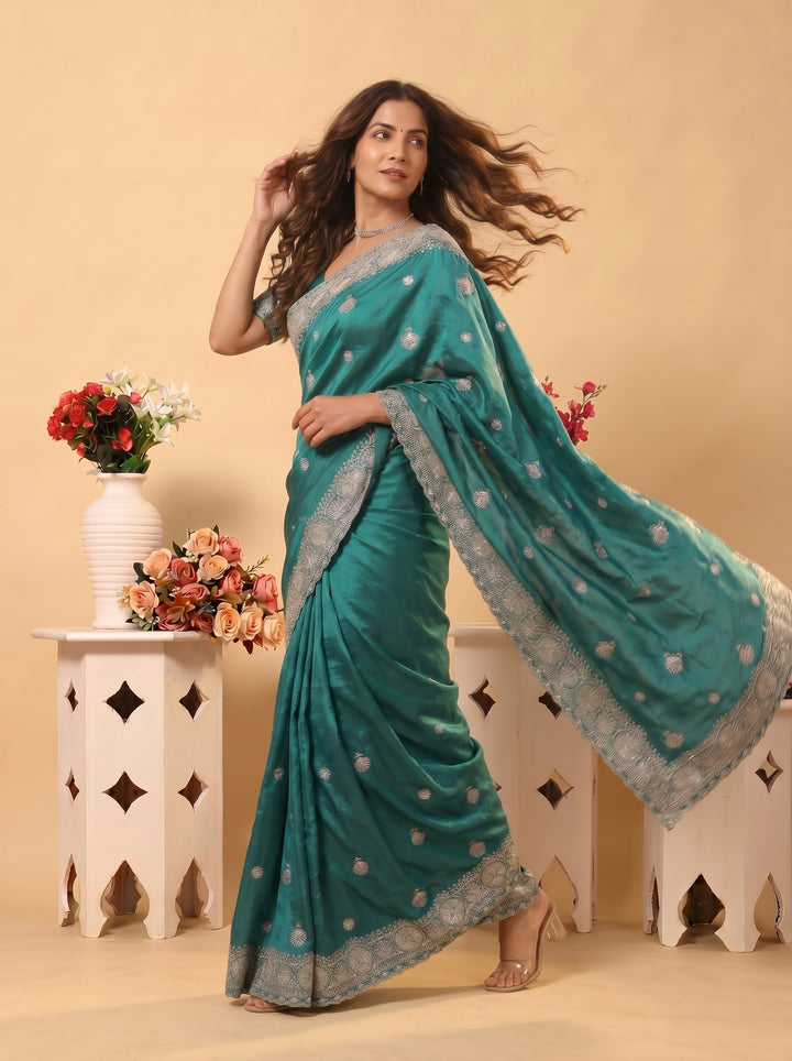 ROYAL PEACOCK BUTTI SAREE