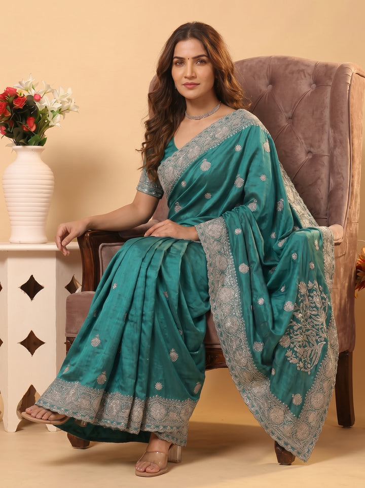 ROYAL PEACOCK BUTTI SAREE