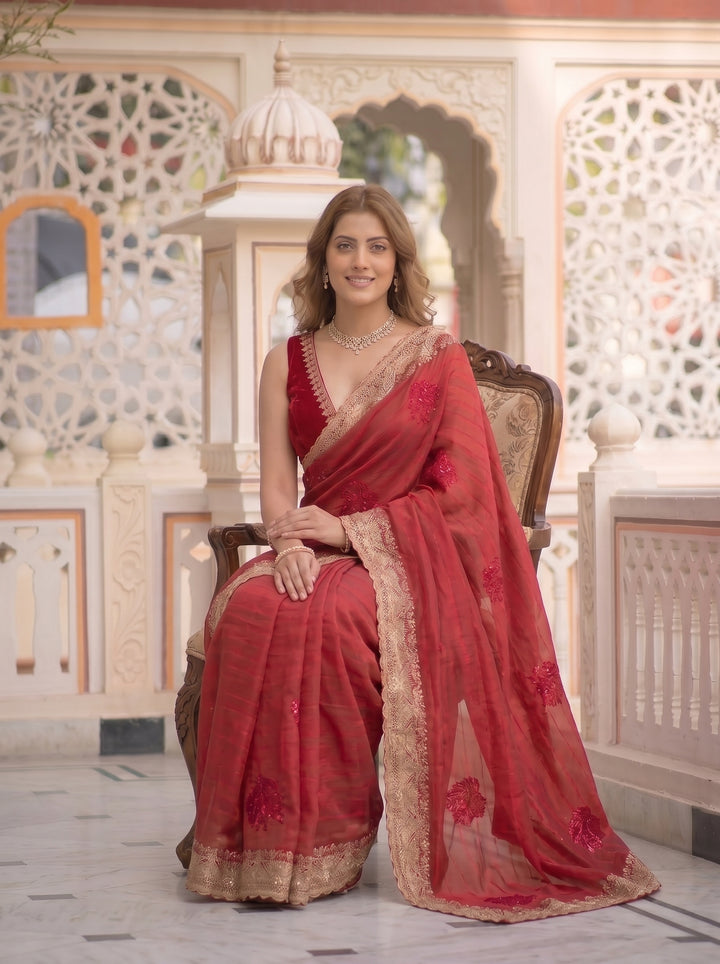 CRIMSON GRACE PARTY WEAR SAREE