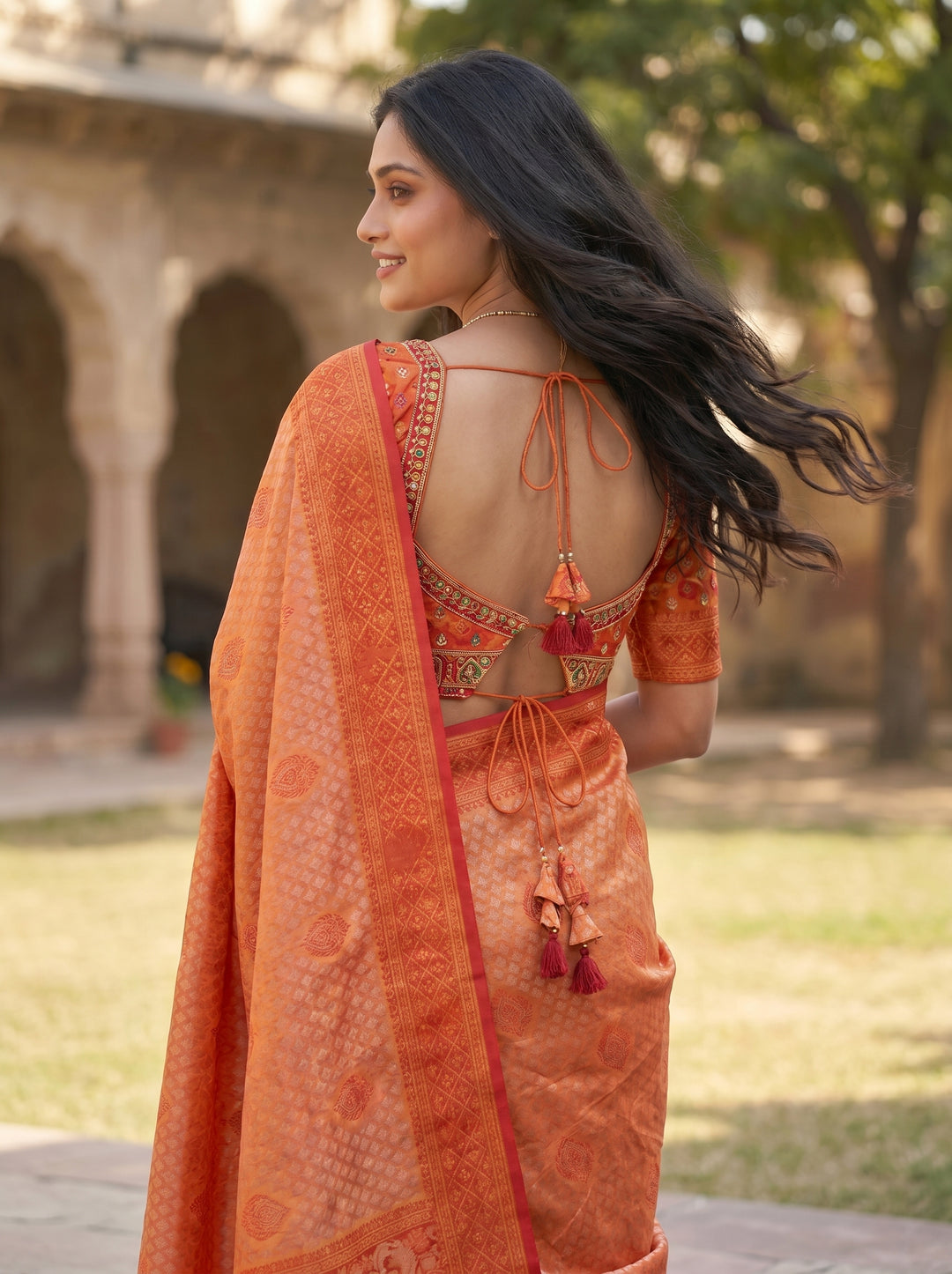 SWAROVSKI TASSELS SOUTH INDIAN SAREE