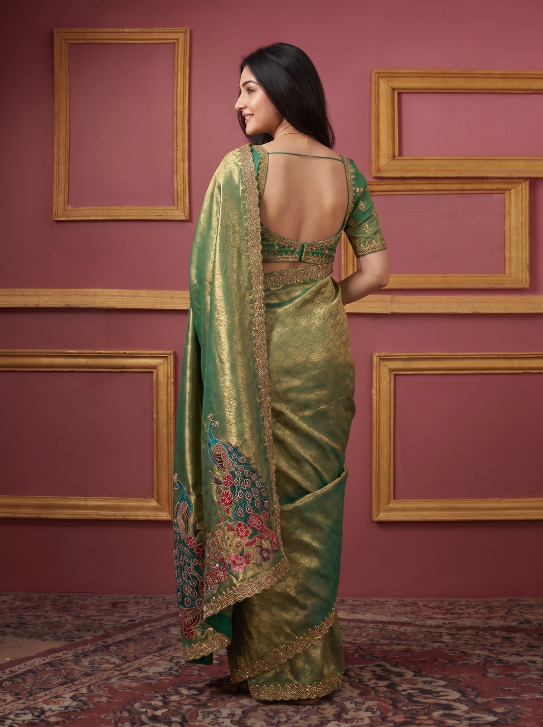 Elegant Peacock Weaving Saree