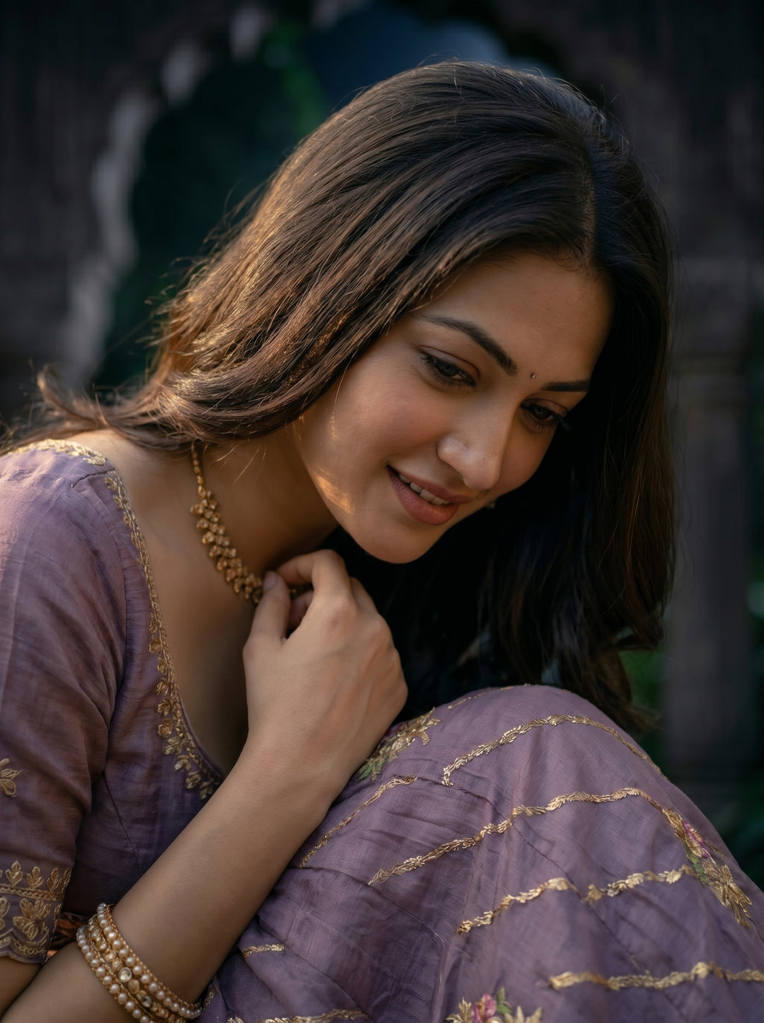 Mauve Organza Silk Leheriya Saree