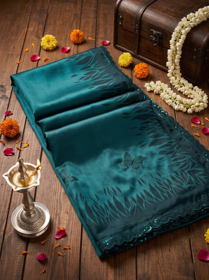 EMERALD GLOW DARK BLUE SAREE