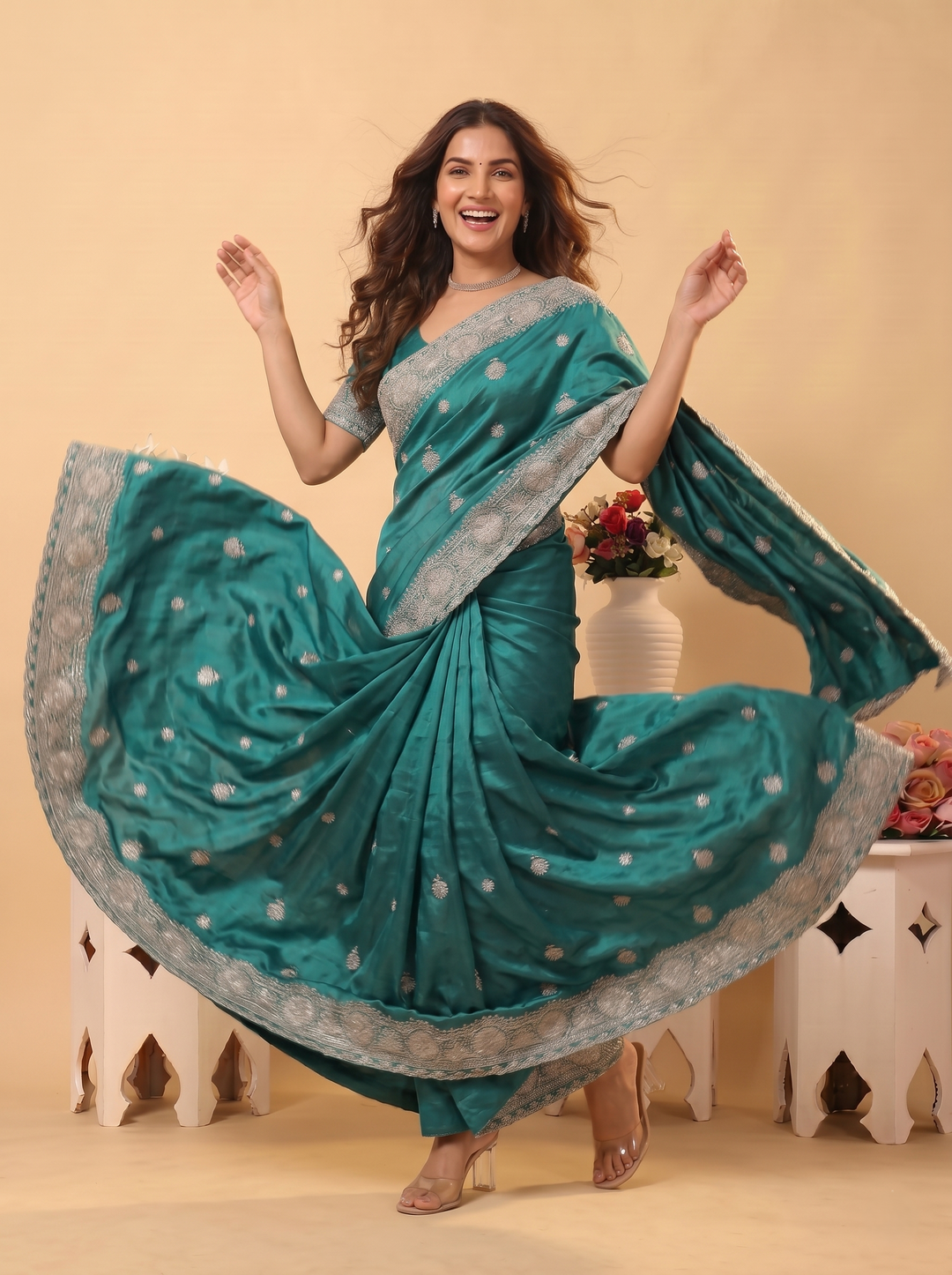 ROYAL PEACOCK BUTTI SAREE
