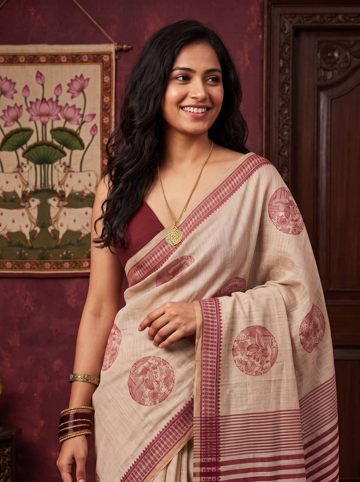 MAROON OREO WARLI WEAVE