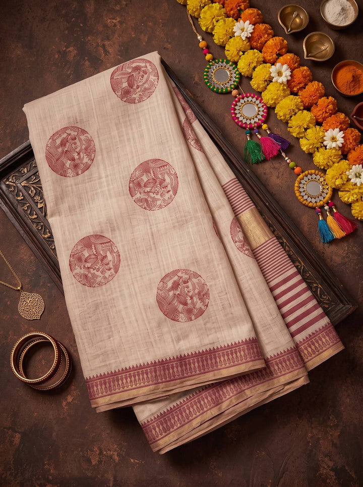 MAROON OREO WARLI WEAVE