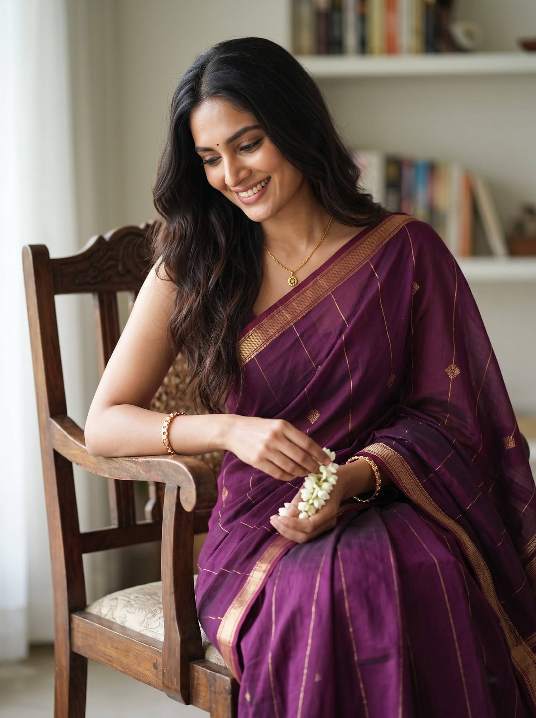 MAHESHWARI PAITHANI MAROON SMALL BORDER