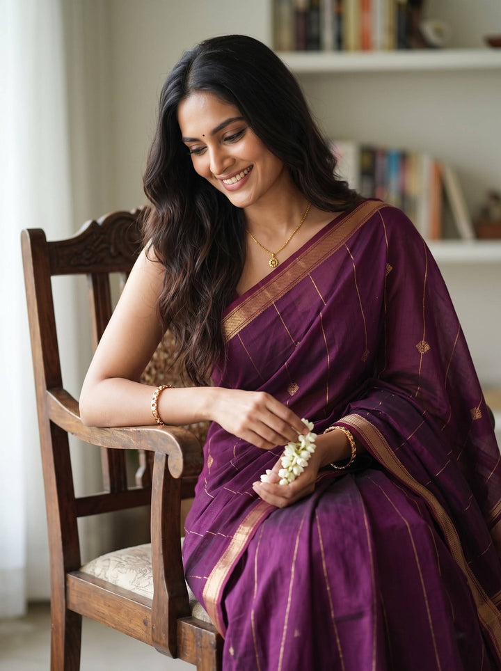 MAHESHWARI PAITHANI MAROON SMALL BORDER