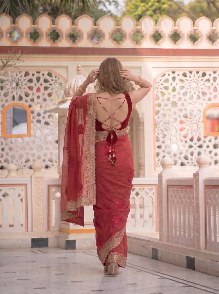 CRIMSON GRACE PARTY WEAR SAREE