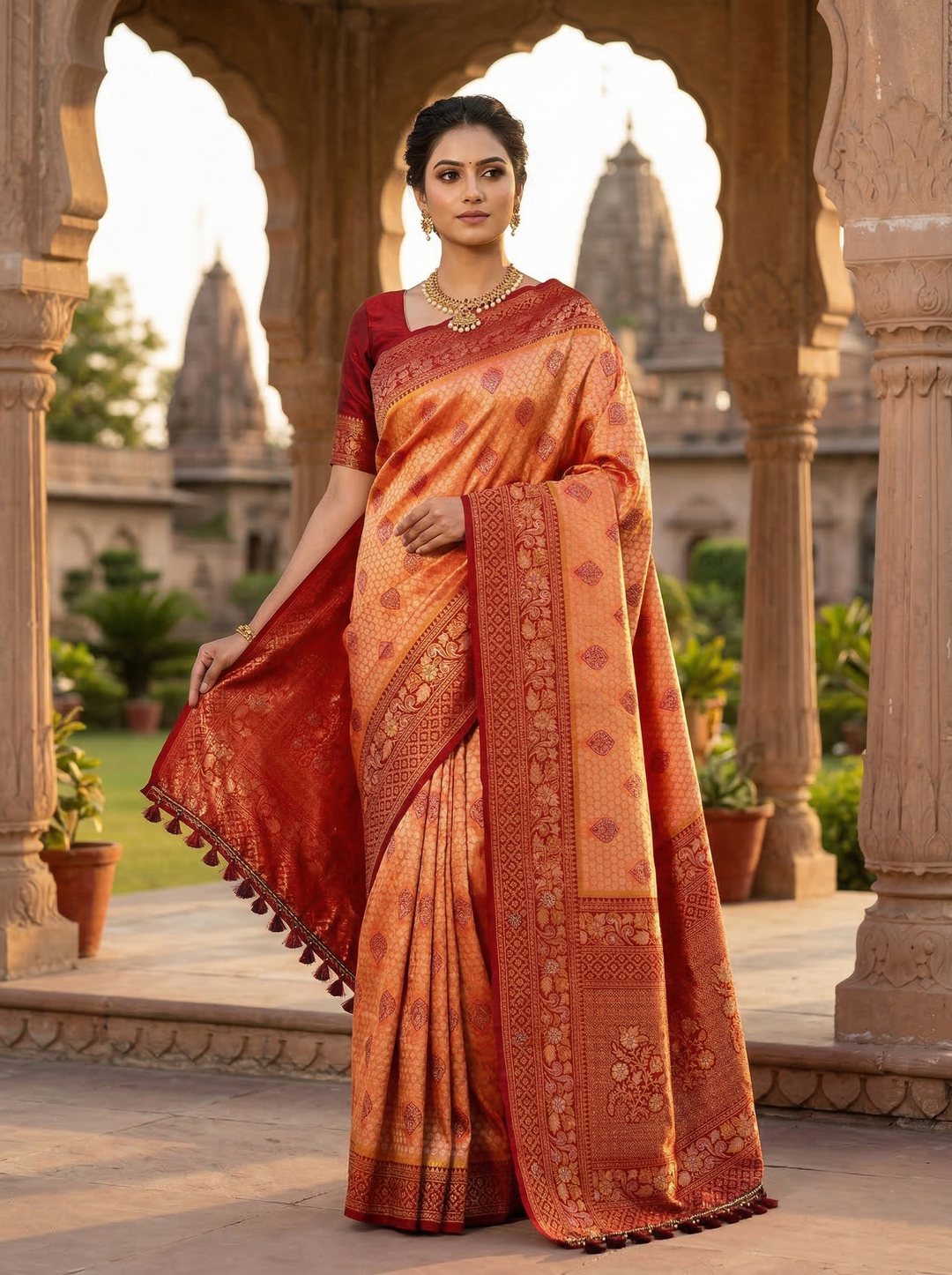 SWAROVSKI TASSELS SOUTH INDIAN SAREE