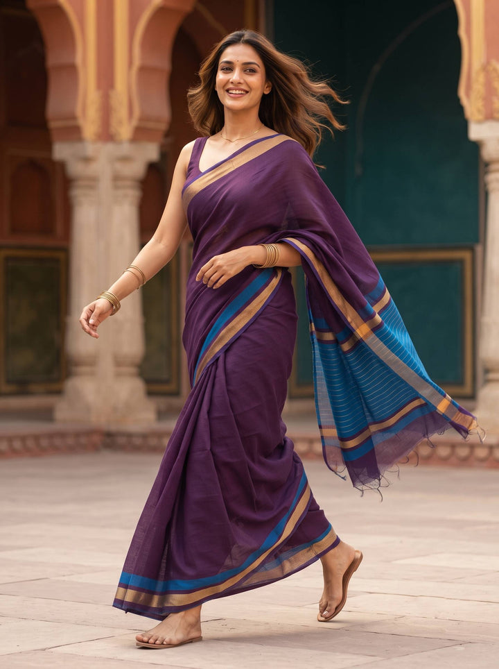 MAHESHWARI PAITHANI ROYAL LAVENDER PLAIN