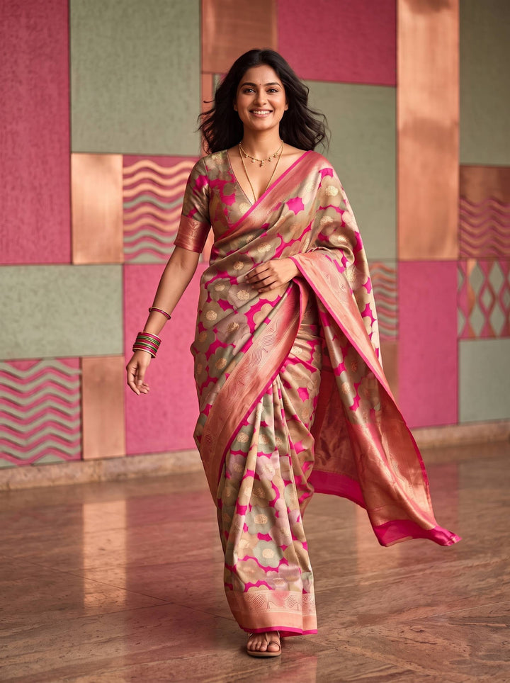 AMBANI FLORAL PINK SAREE