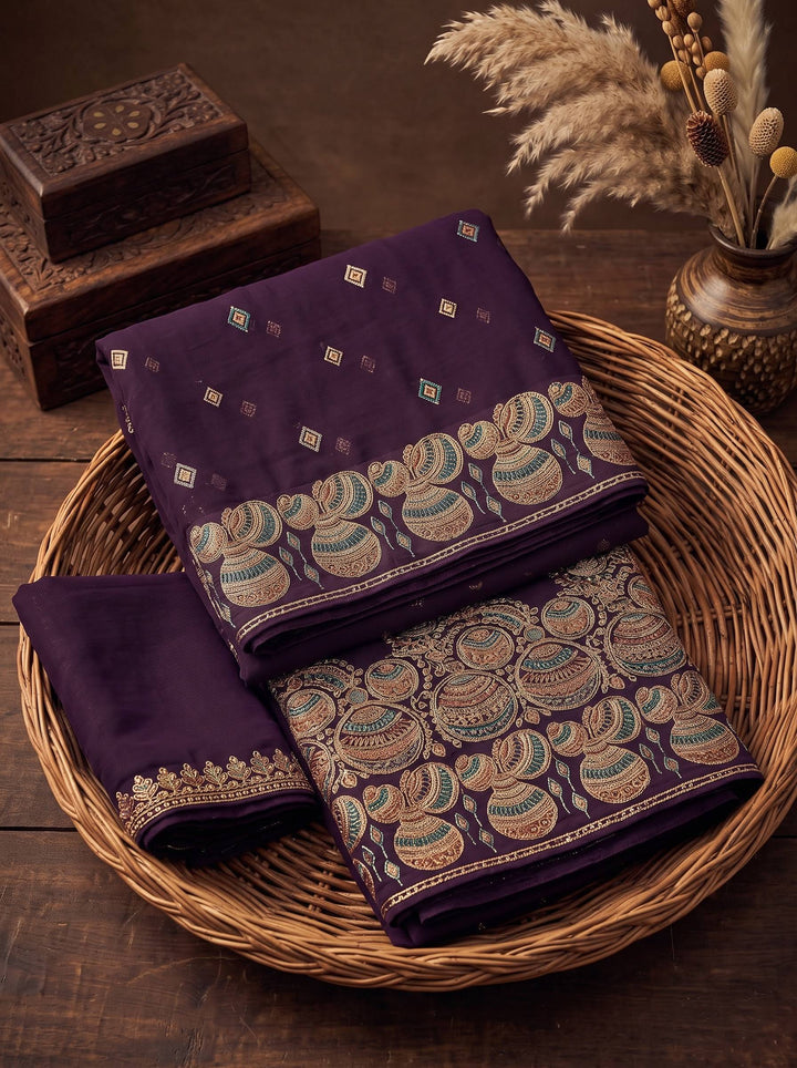 TRADITIONAL DARK BROWN SAREE