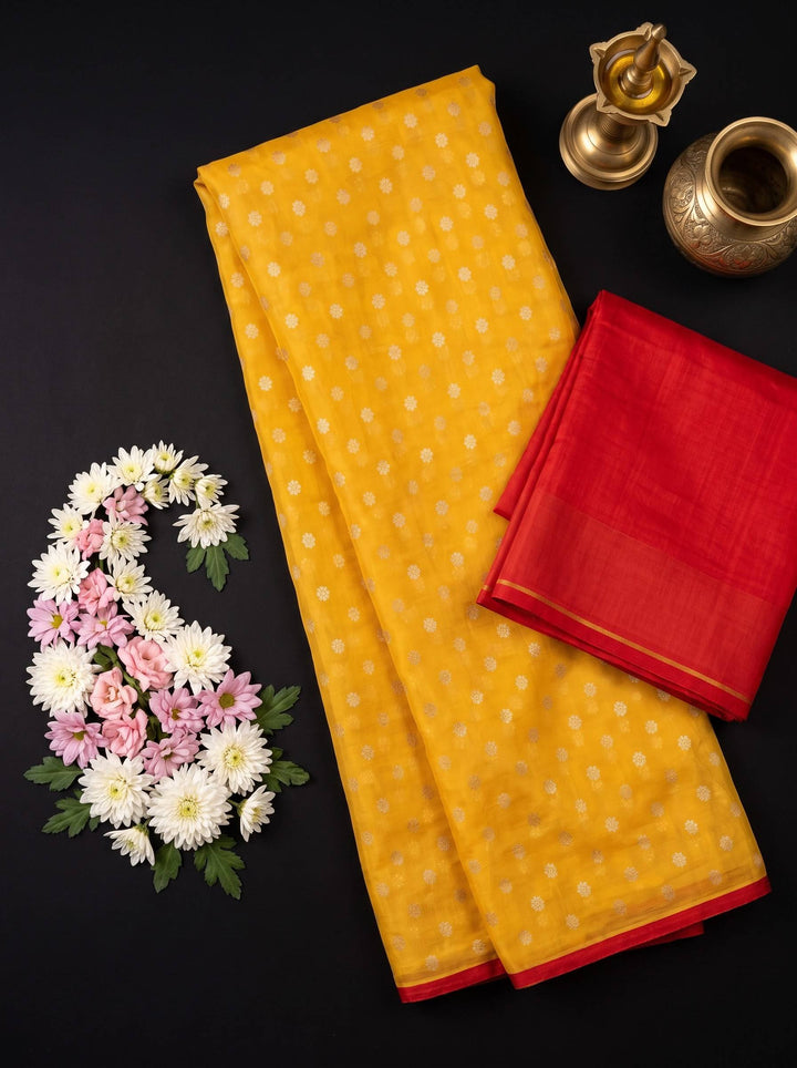 SHAKEY EMBROIDERED YELLOW SAREE