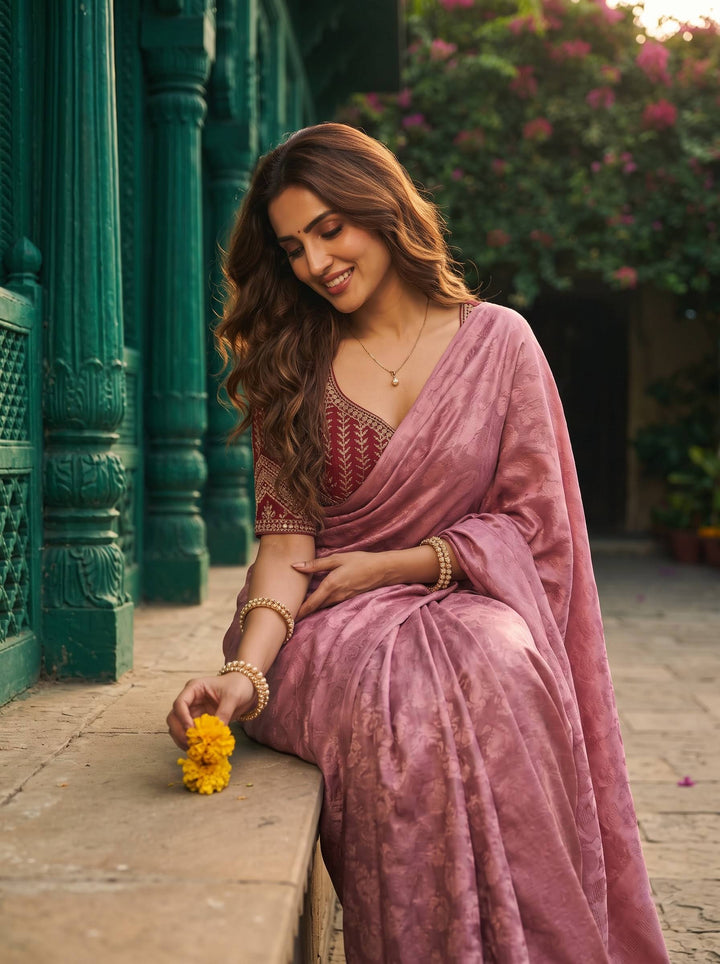 CRUNSH TRENDING PINK SAREE