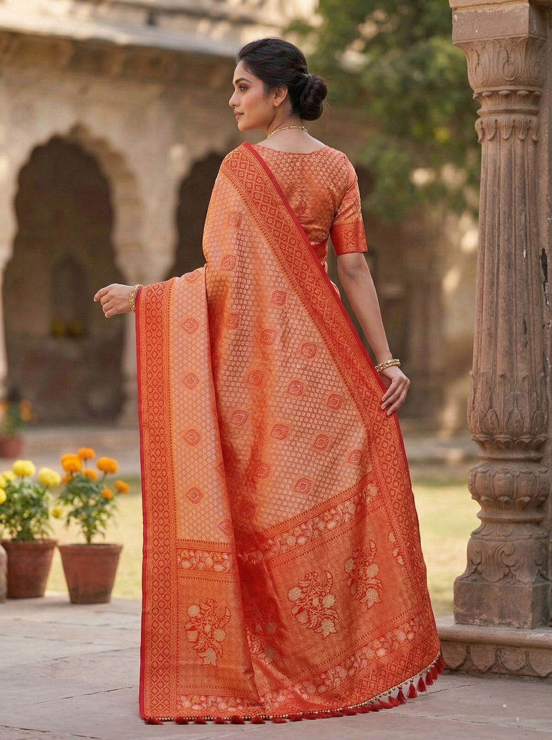SWAROVSKI TASSELS SOUTH INDIAN SAREE