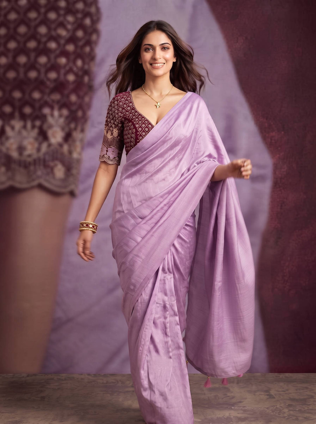 CRUNSH TRENDING LIGHT PURPLE SAREE