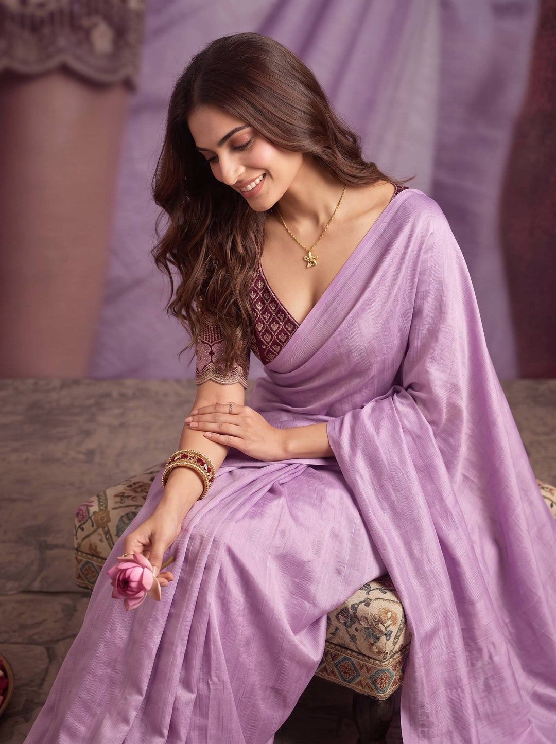 CRUNSH TRENDING LIGHT PURPLE SAREE