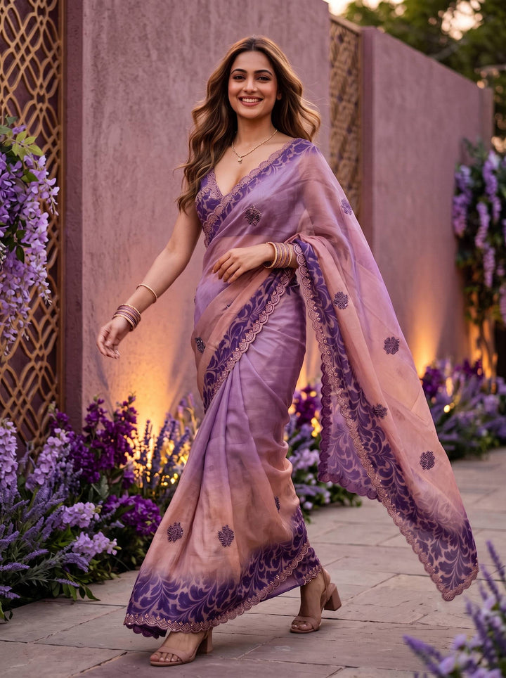 AURA STONE DARK LAVENDER SAREE