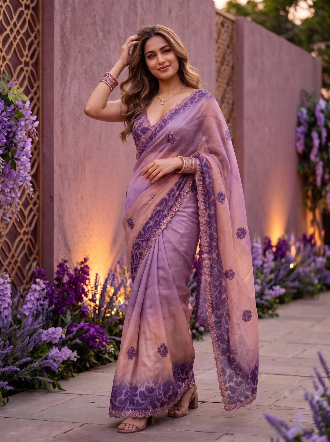 AURA STONE DARK LAVENDER SAREE