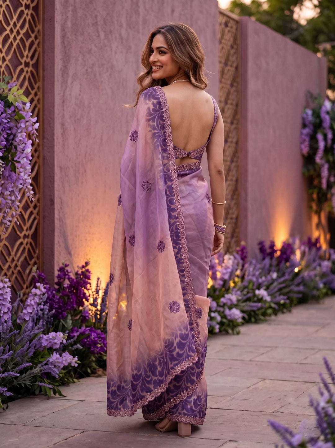 AURA STONE DARK LAVENDER SAREE