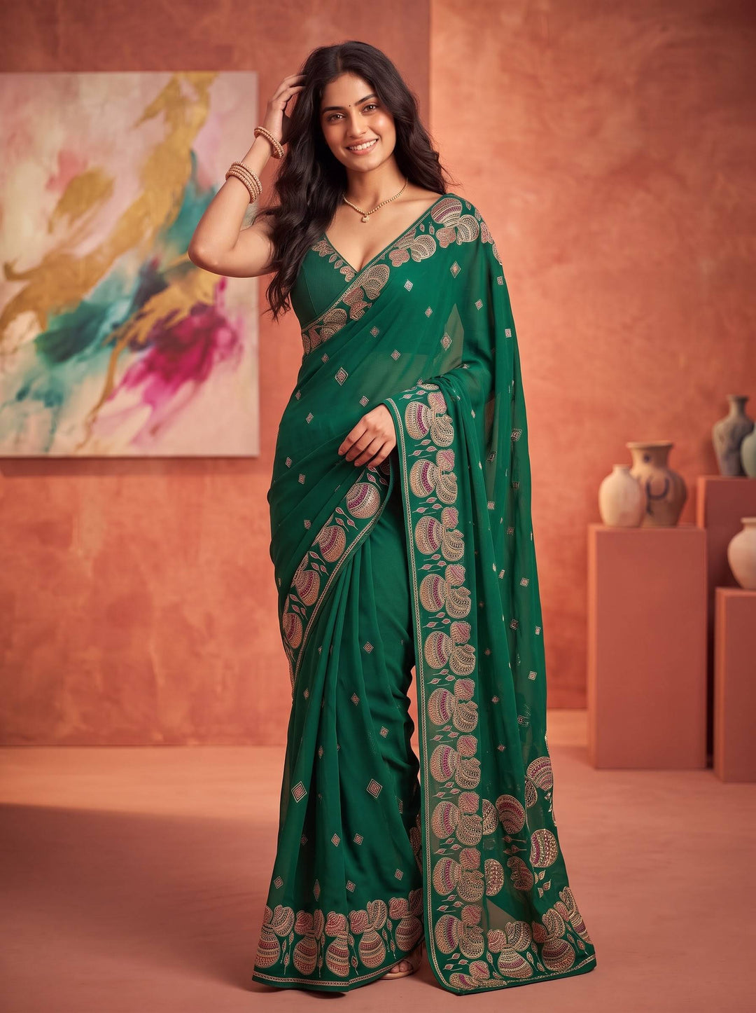 TRADITIONAL NAVY SAREE