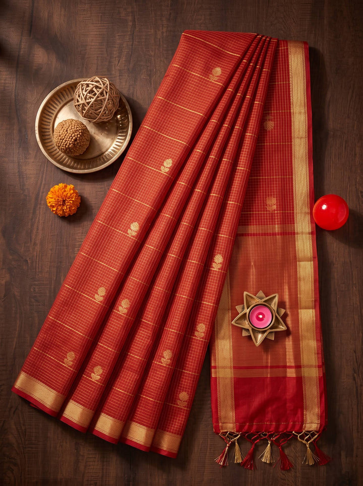 MAHESHWARI PAITHANI RED SMALL BORDER