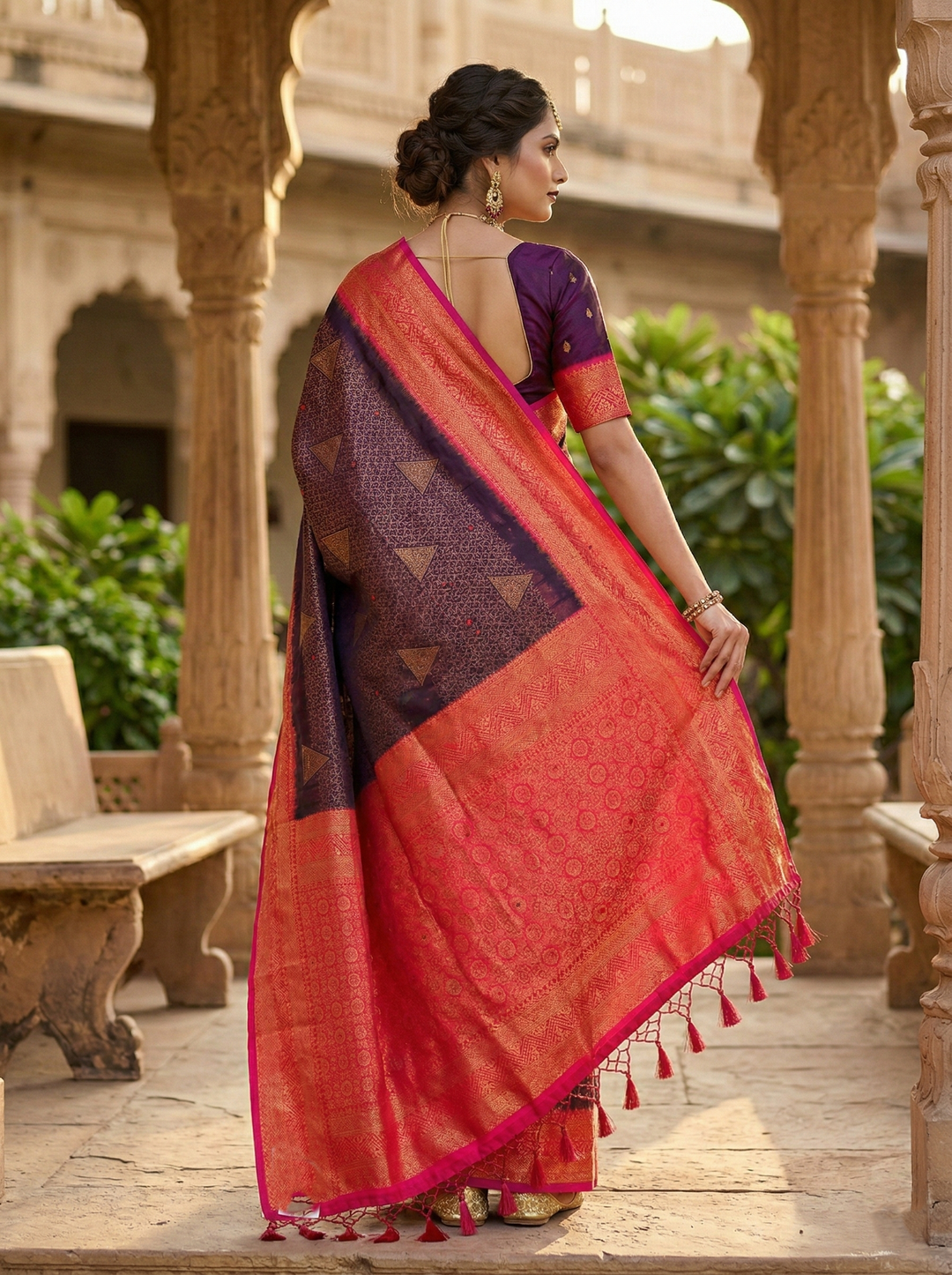 REKHA SWAROVSKI WORK KATPADAR SAREE