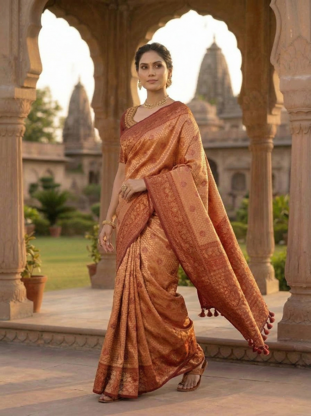 SWAROVSKI TASSELS SOUTH INDIAN SAREE