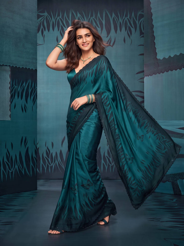 EMERALD GLOW DARK BLUE SAREE