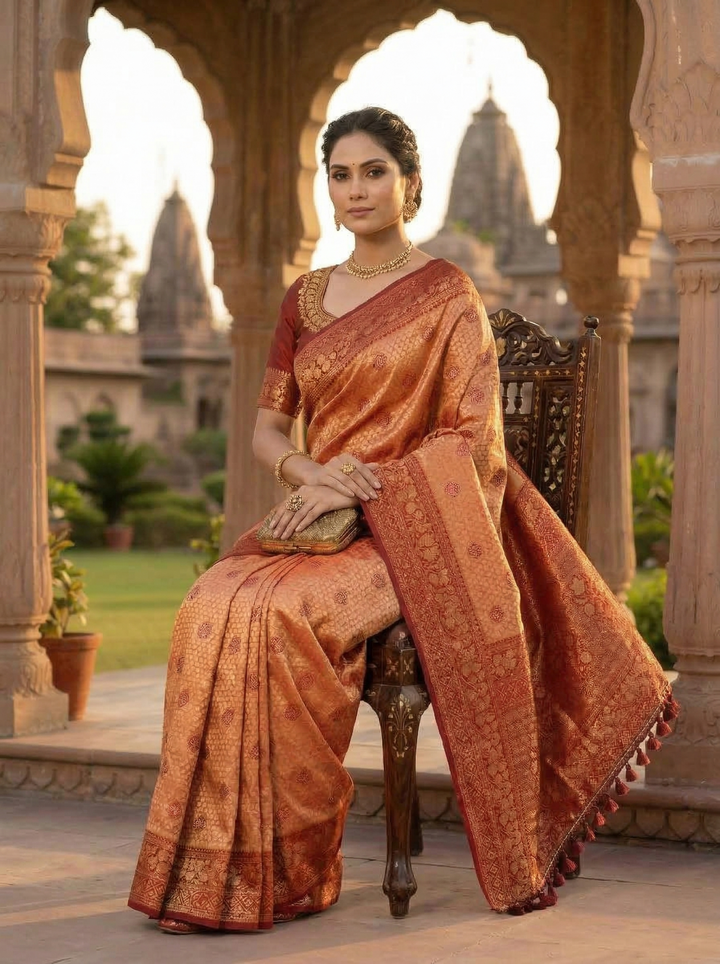 SWAROVSKI TASSELS SOUTH INDIAN SAREE