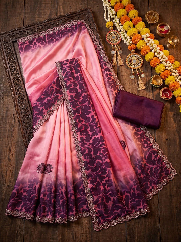 AURA STONE DARK BROWN SAREE