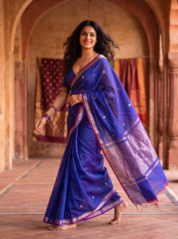 MAHESHWARI PAITHANI LAVENDER SMALL BORDER