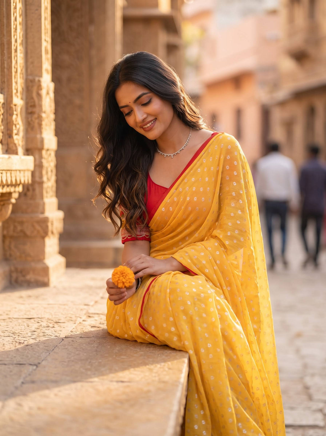 SHAKEY EMBROIDERED YELLOW SAREE