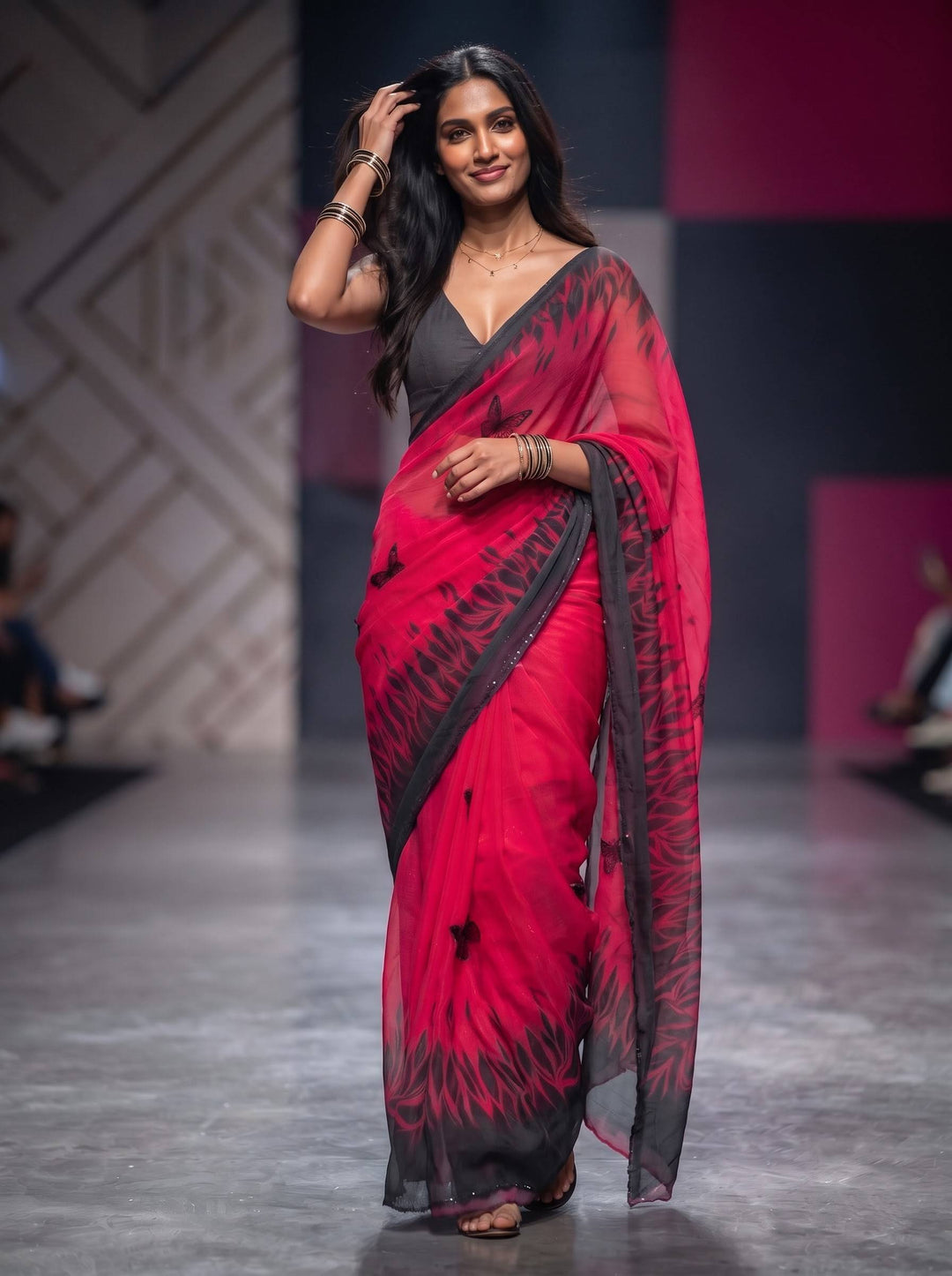 EMERALD GLOW PINK SAREE
