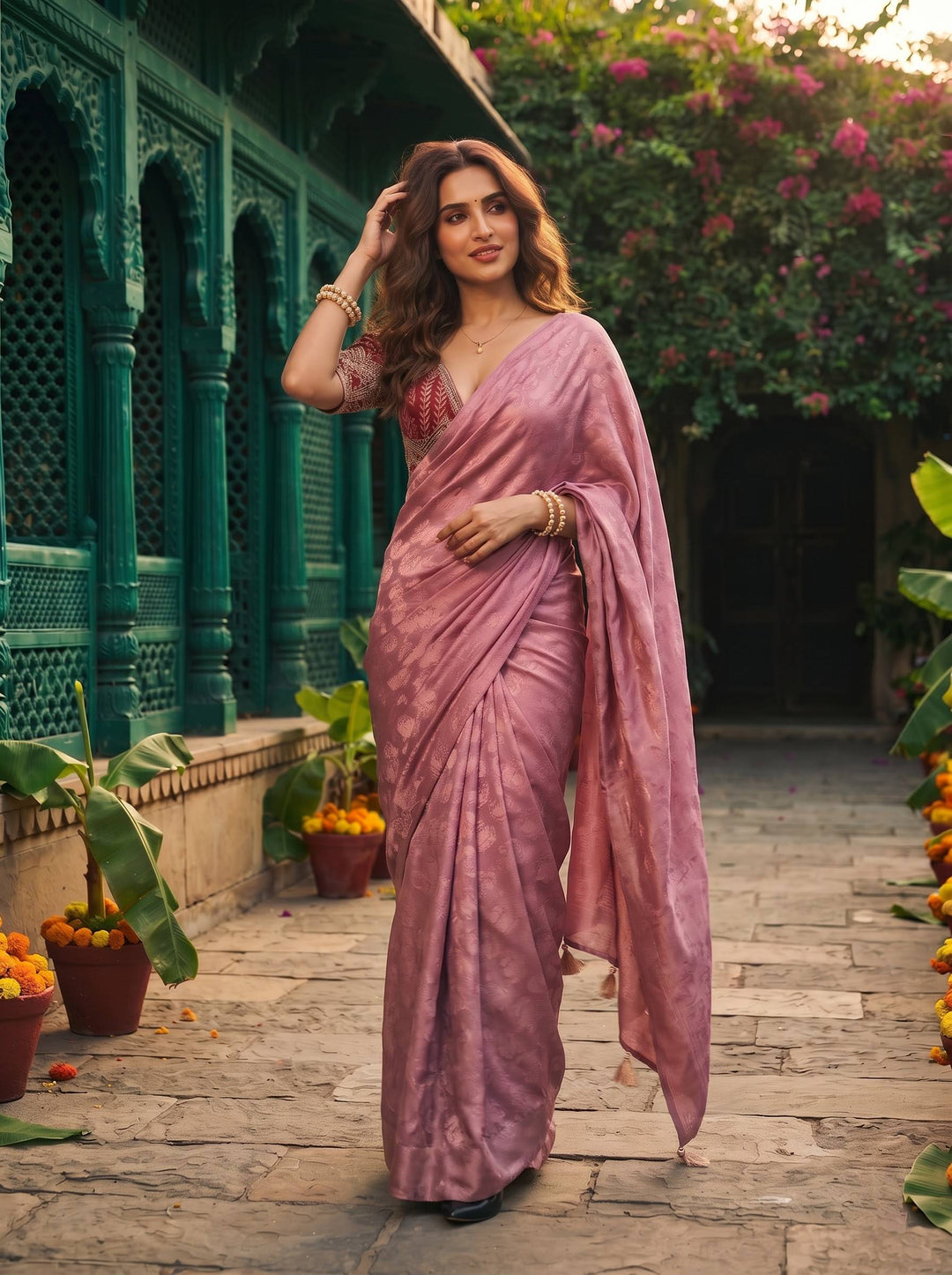 CRUSH TRENDING PINK SAREE