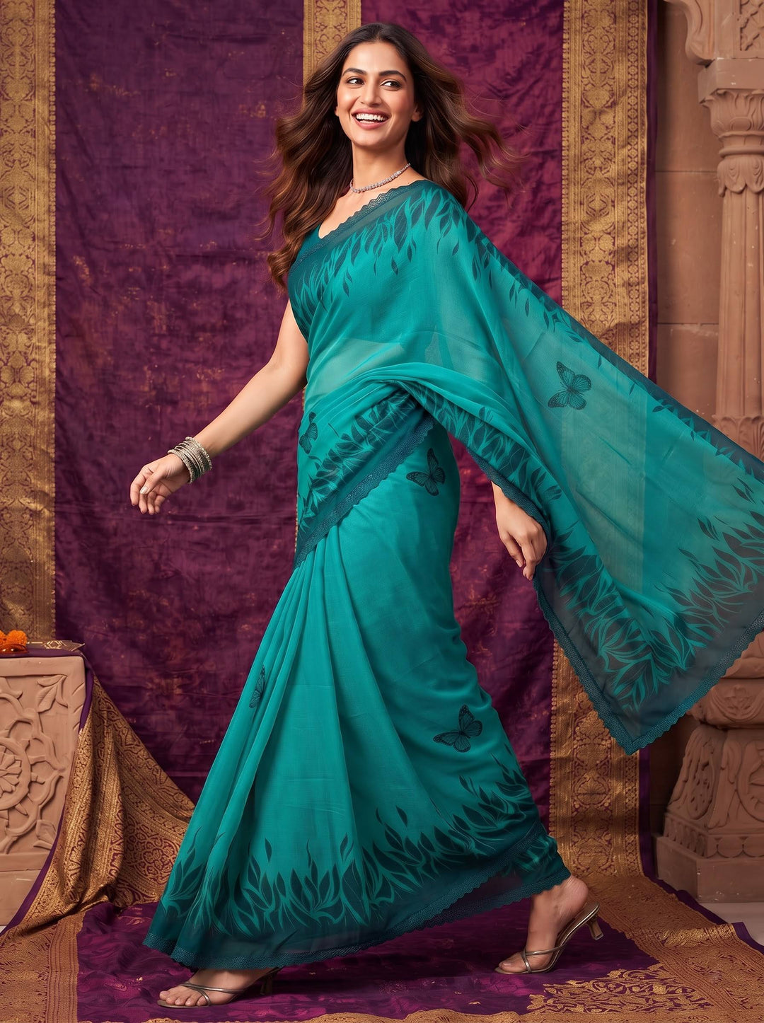 EMERALD GLOW BLUE SAREE