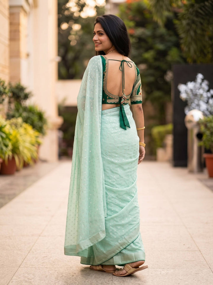 SHAKEY EMBROIDERED Light GREEN SAREE