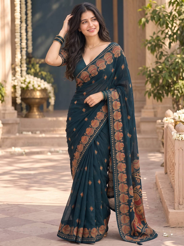 TRADITIONAL NAVY BLUE SAREE