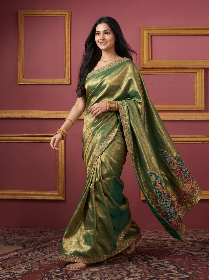 Elegant Peacock Weaving Saree