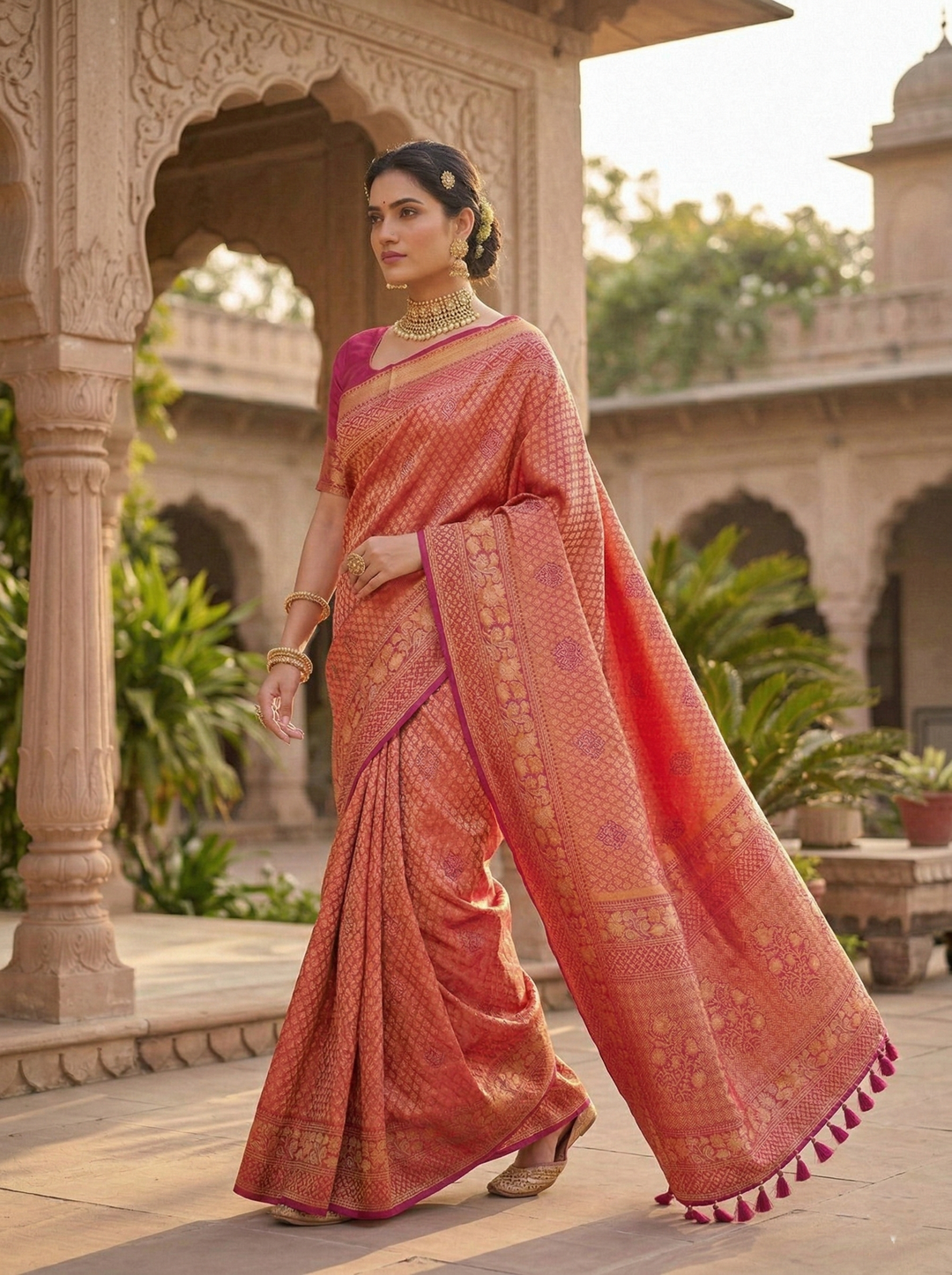 SWAROVSKI TASSELS SOUTH INDIAN SAREE