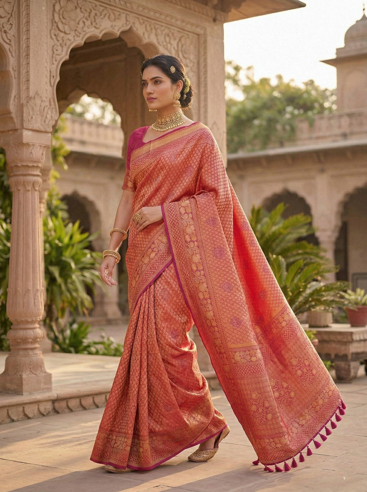 SWAROVSKI TASSELS SOUTH INDIAN SAREE