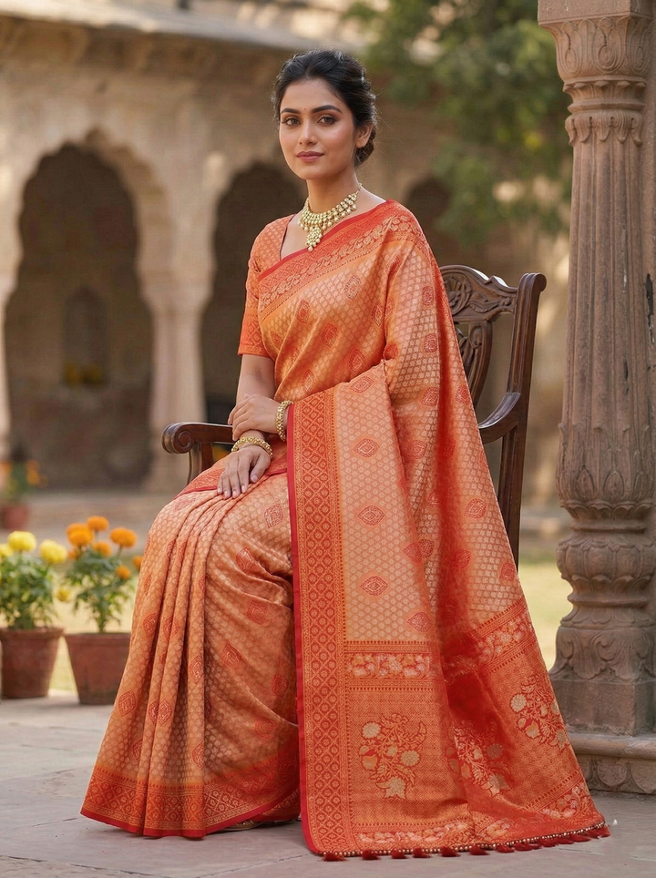 SWAROVSKI TASSELS SOUTH INDIAN SAREE