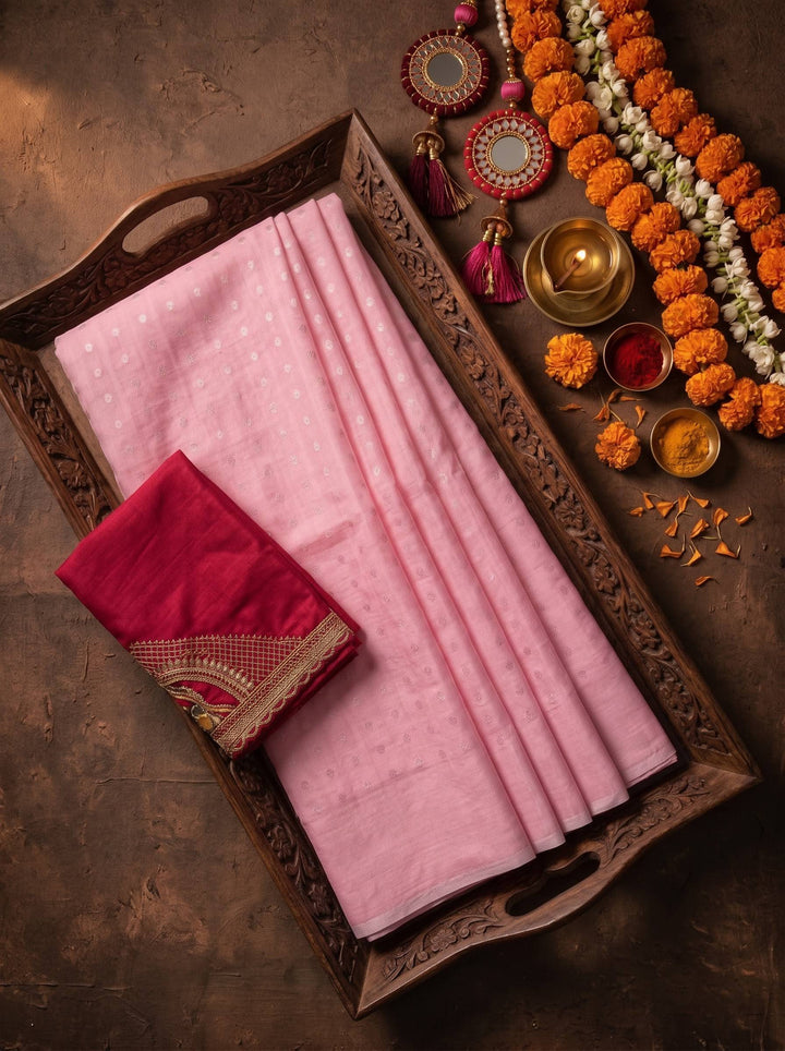 SHAKEY EMBROIDERED PINK SAREE
